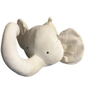 White Elephant Head Plush Wall Mount Nursery Children’s Room Wall Hanging 15”x9”